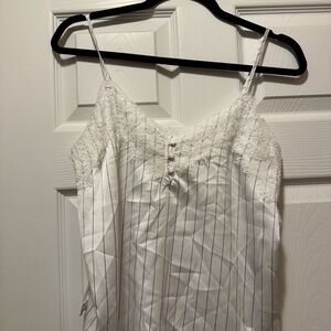Abercrombie & Fitch White Striped Lace Top